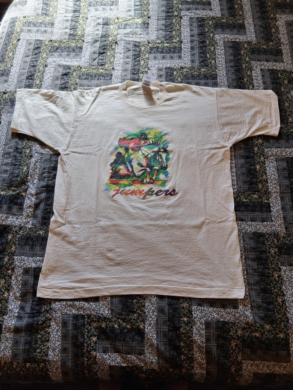 VTG 1990s "Jumpers" Horse Single Stitch White T-Shirt Adult XL Equestrian